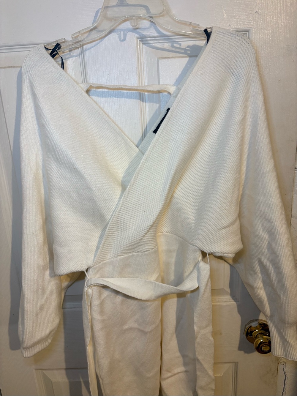 Forever 21 Cream Wrap Knit Dress with Belt